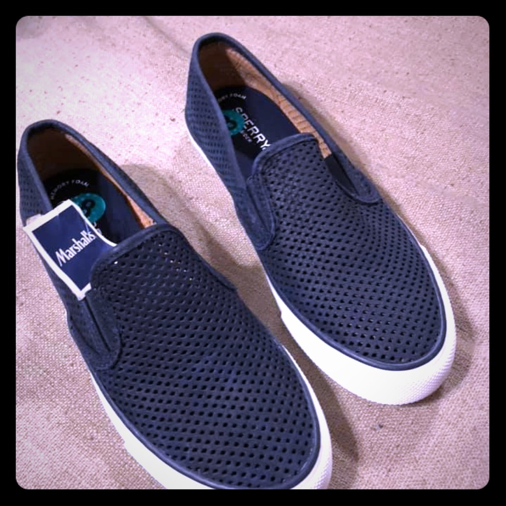 Speedy navy slip-ons size 8.5
